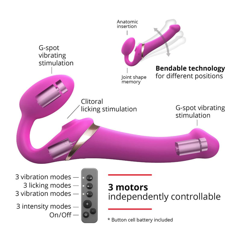 Strap On Me - Multi Orgasm Bendable Strap-On - L - Fuchsia New Products / Sex Toys / Dildos / Strap ons / Strap On Me / Your Pleasure Toys 