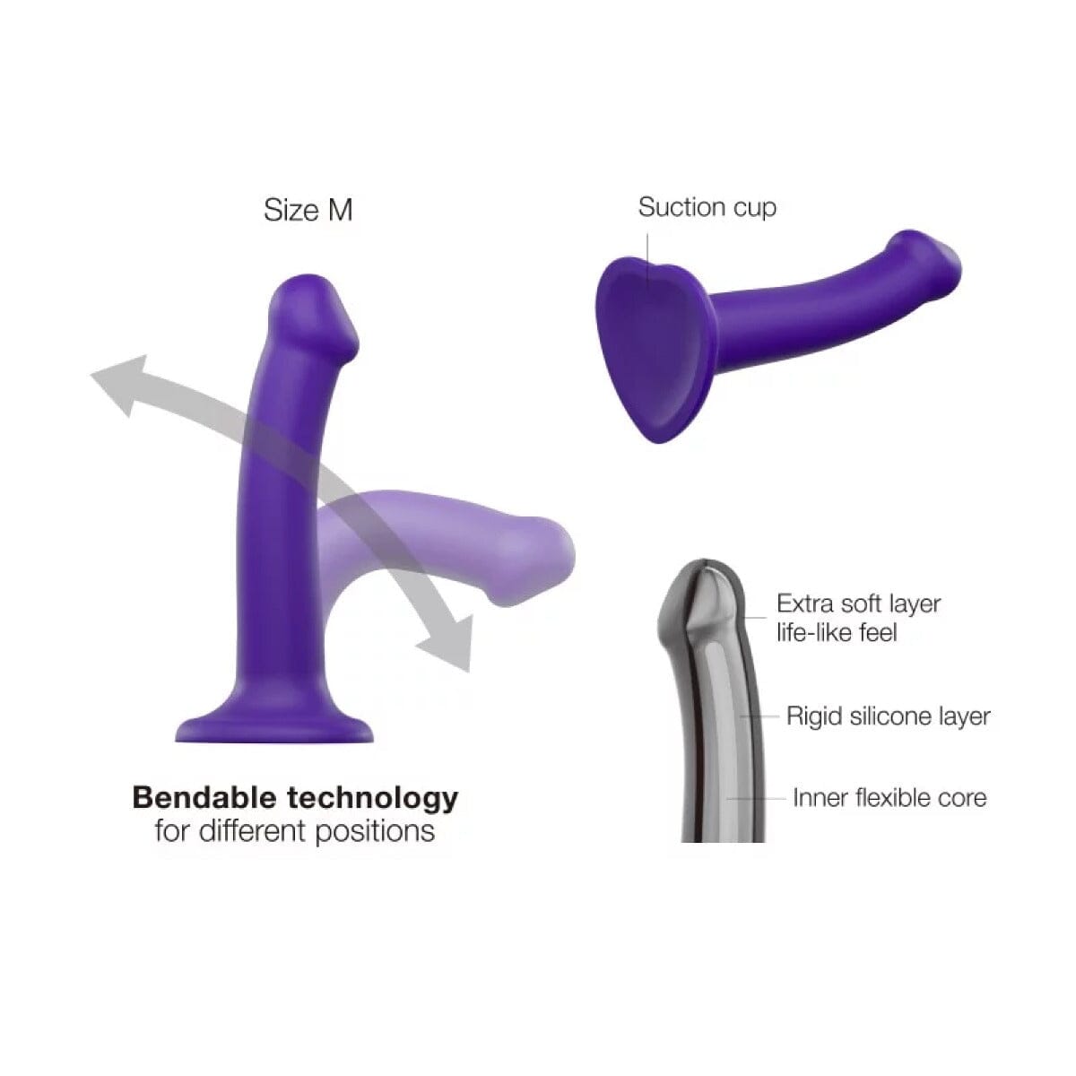 Strap On Me Semi-Realistic Dual Density Bendable Dildo - Medium– Your  Pleasure Toys